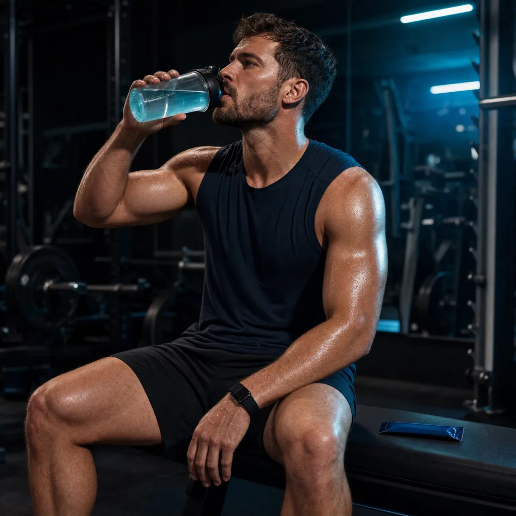Athlete rehydrating after training